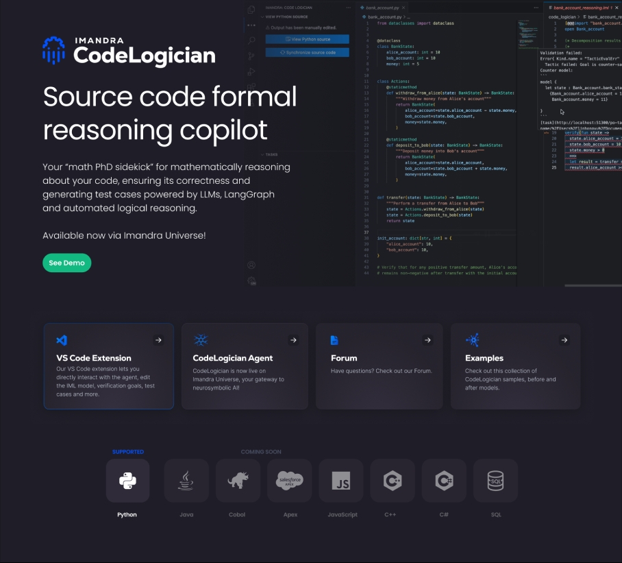 Imandra CodeLogician Interface